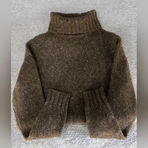VINTAGE L.L. BEAN Turtle Neck Neutral Wool Blend Knitted Sweater Size Medium